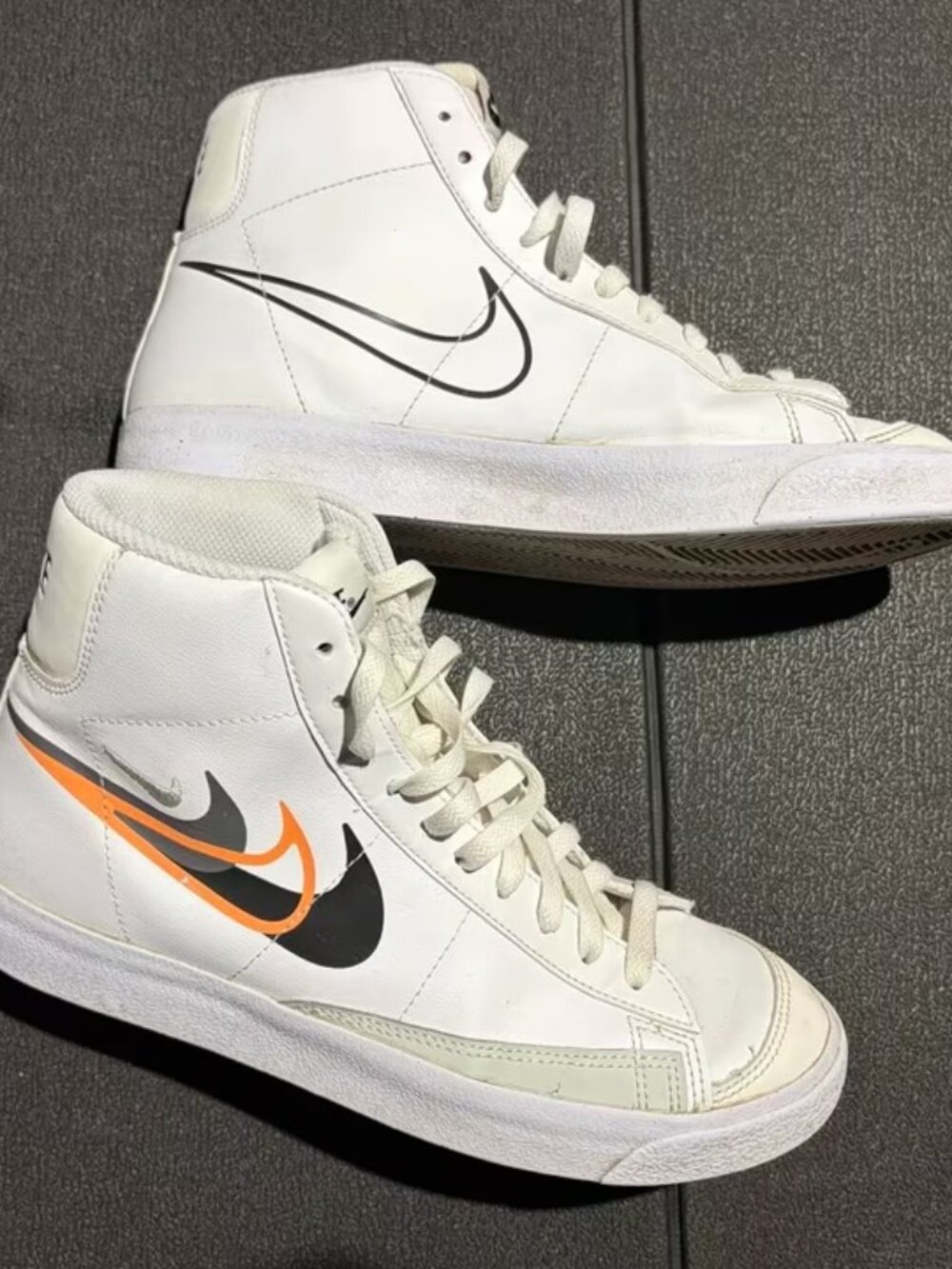Nike Blazer Mid '77 Sneakers — White with Multicolor Swoosh, US Women's Size 9